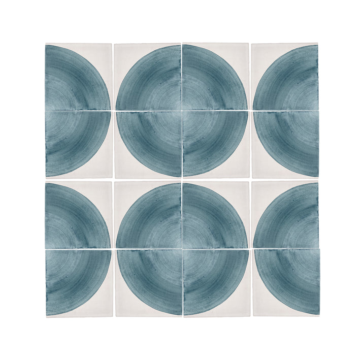 Crest Blue 6x6 Hand Painted Artisan Ceramic Tile-Main Inventory-All Products,Patterns-Riad Tile