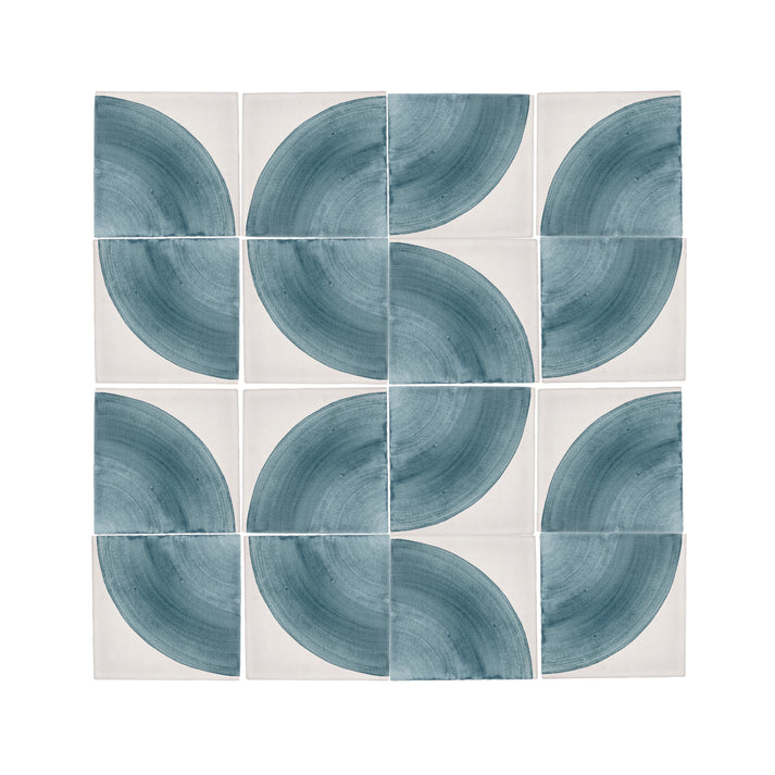 Crest Blue 6x6 Hand Painted Artisan Ceramic Tile-Main Inventory-All Products,Patterns-Riad Tile