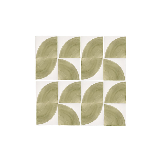 Crest Green 6x6 Hand Painted Artisan Ceramic Tile-Main Inventory-All Products,Patterns-Riad Tile