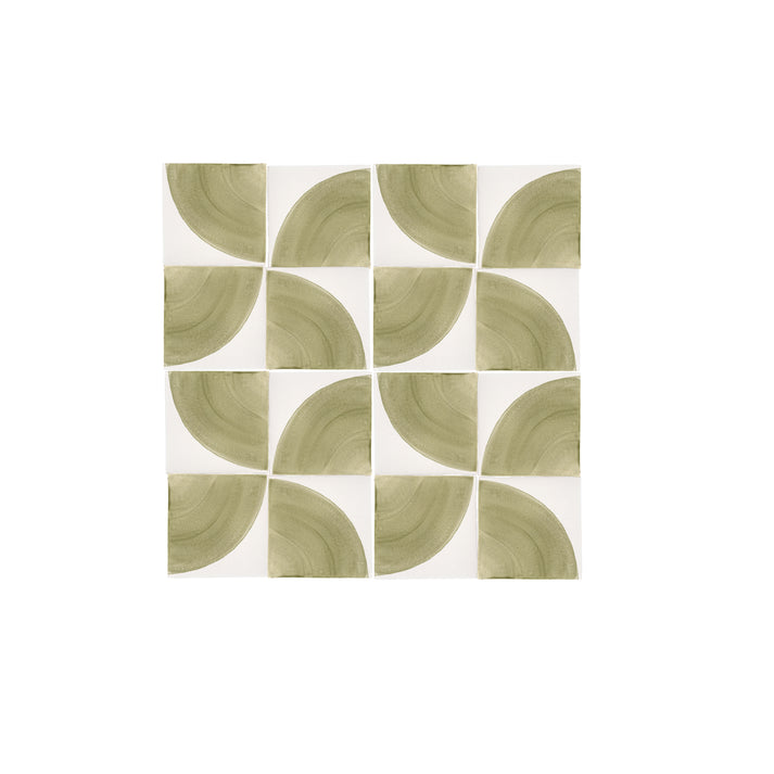 Crest Green 6x6 Hand Painted Artisan Ceramic Tile-Main Inventory-All Products,Patterns-Riad Tile