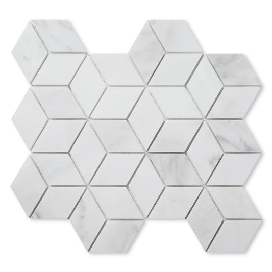 Sample: Casablanca Carrara Diamond Mosaic Marble Tile | Honed-Sample-Sample-Riad Tile