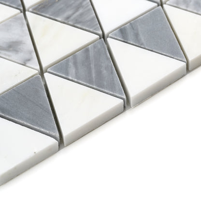 Sample: Diamond Casablanca Carrara & Bardiglio Grey Marble Mosaic | Honed-Sample-Sample-Riad Tile