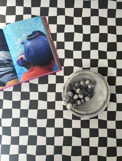 Drunken Checkerboard Black & White Ceramic Tile-Main Inventory-All Products,Patterns,Under 10-Riad Tile