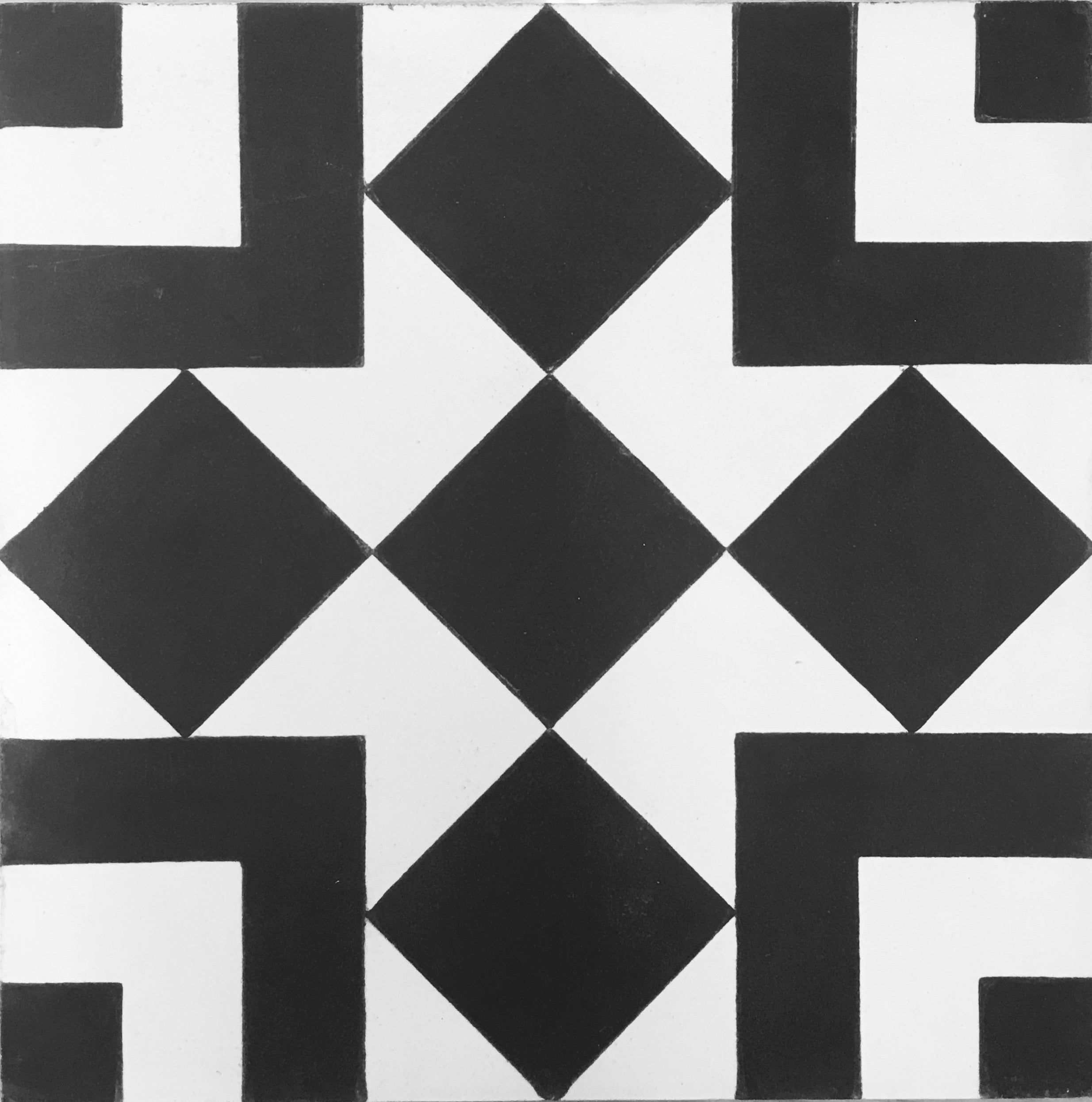 8x8 El Fenn black cement tile, perfect for adding a bold look to kitchen and bathroom floors