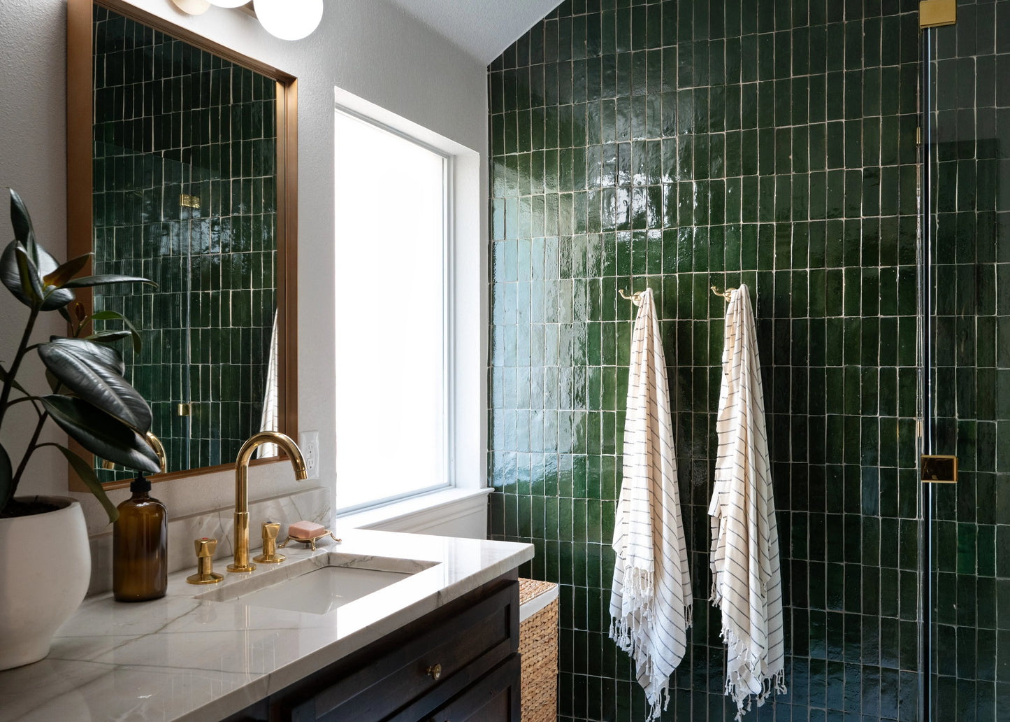 Emerald Green 2x6 Thin Bejmat Zellige Tile-Main Inventory-All Products,Solids,Zellige Tile-Riad Tile