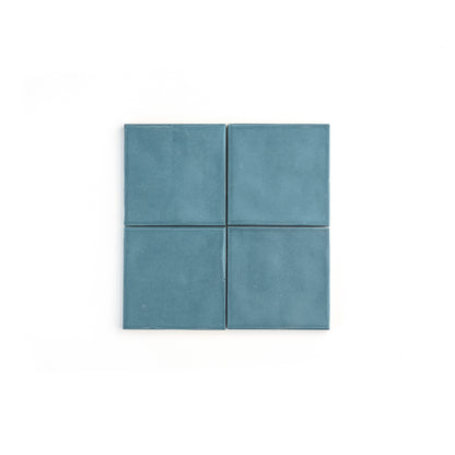 Aegean Blue 4x4 Formed Ceramic Tile | Matte-Main Inventory-All Products,Solids,Under 10-Riad Tile