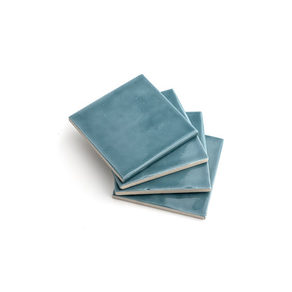 Aegean Blue 4x4 Formed Ceramic Tile | Glossy-Main Inventory-All Products,Solids,Under 10-Riad Tile