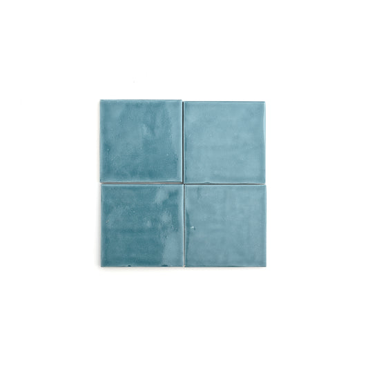 Aegean Blue 4x4 Formed Ceramic Tile | Glossy-Main Inventory-All Products,Solids,Under 10-Riad Tile