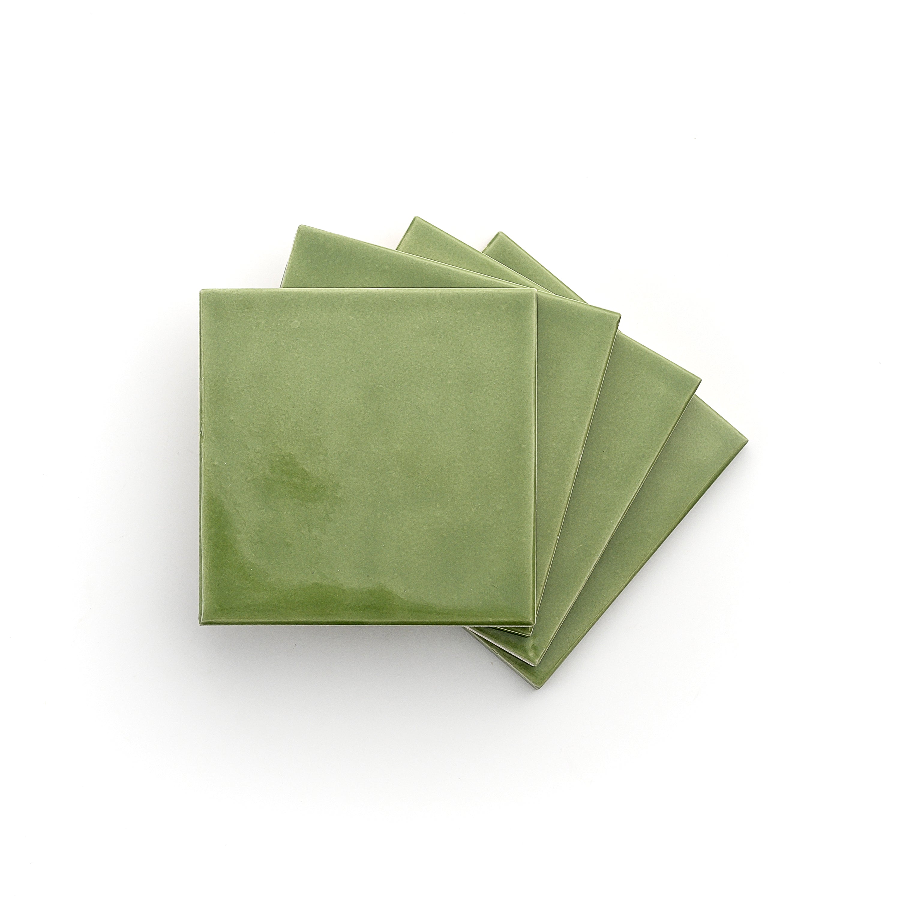 Cactus Green 4x4 Formed Ceramic Tile | Glossy