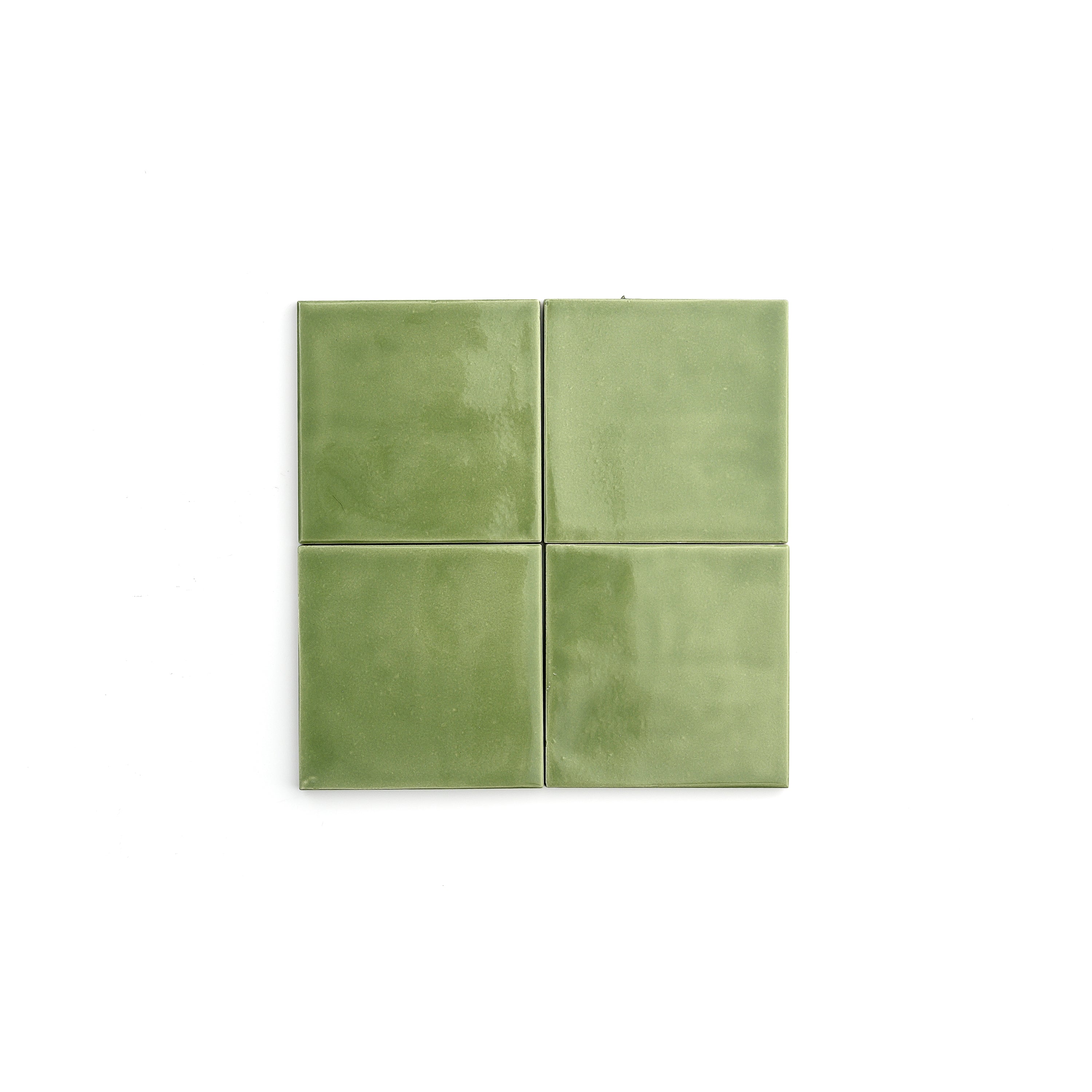 Cactus Green 4x4 Formed Ceramic Tile | Glossy