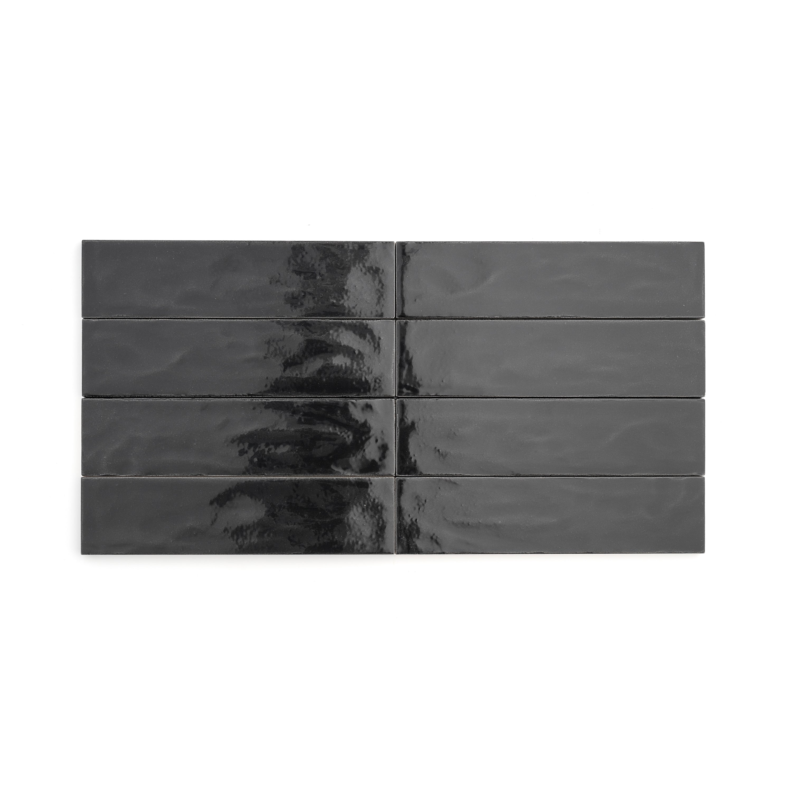 Deep Black 2x8 Formed Ceramic Tile | Glossy