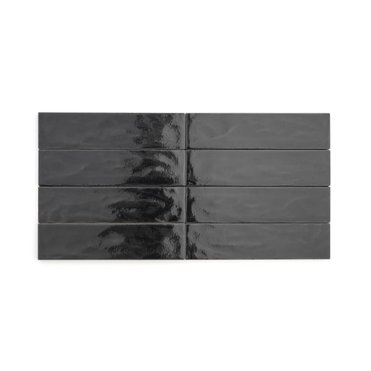 Deep Black 2x8 Formed Ceramic Tile | Glossy-Main Inventory-All Products,Solids,Under 10-Riad Tile