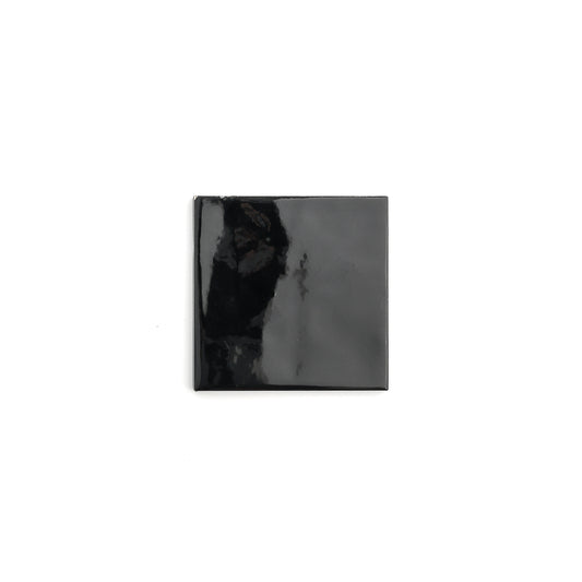 Sample: Deep Black 4x4 Formed Ceramic Tile | Glossy (1 sample piece)-Sample-Sample-Riad Tile