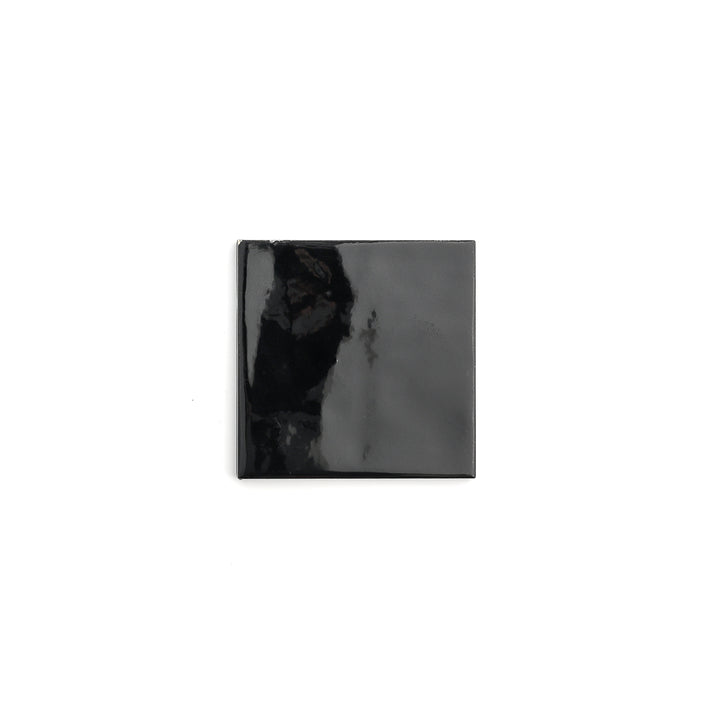 Sample: Deep Black 4x4 Formed Ceramic Tile | Glossy (1 sample piece)-Sample-Sample-Riad Tile