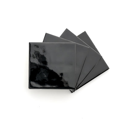 Deep Black 4x4 Formed Ceramic Tile | Glossy-Main Inventory-All Products,Solids,Under 10-Riad Tile