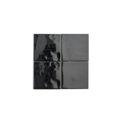 Deep Black 4x4 Formed Ceramic Tile | Glossy-Main Inventory-All Products,Solids,Under 10-Riad Tile