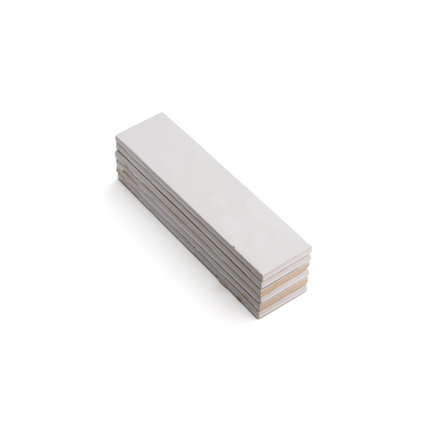 Matte white ceramic tile in subway pattern