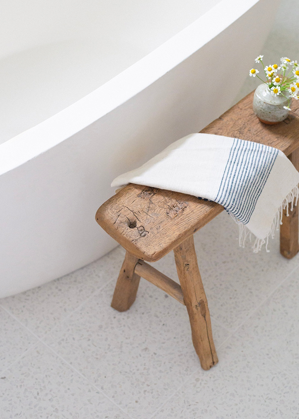 white terrazzo flooring in bathroom