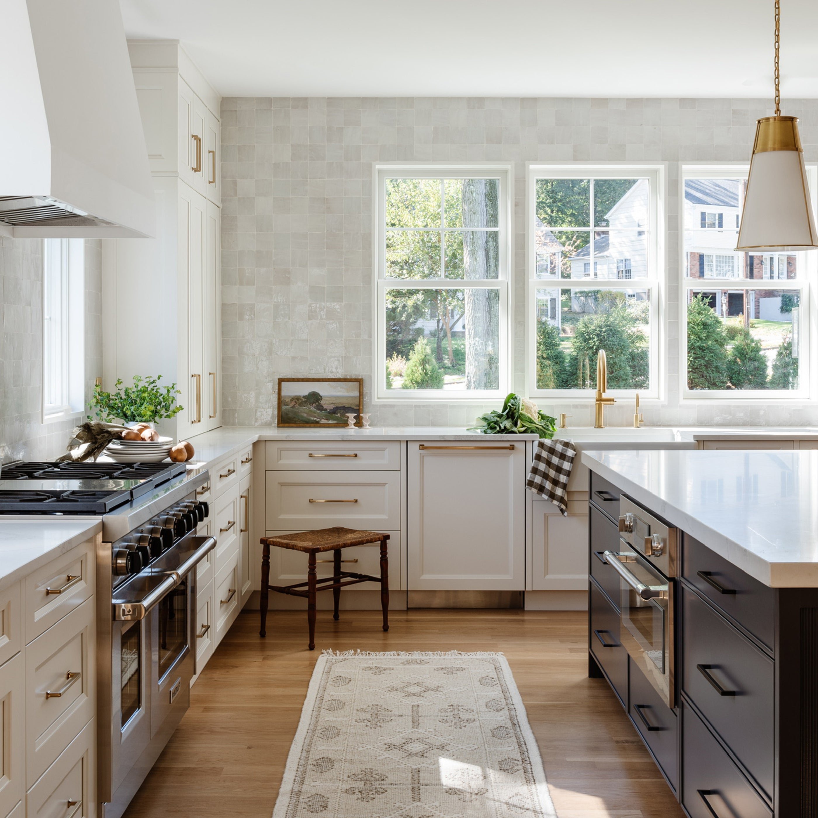 Natural White 4x4 Zellige Tile-Solids,Zellige Tile, installed as kitchen backsplash-Riad Tile