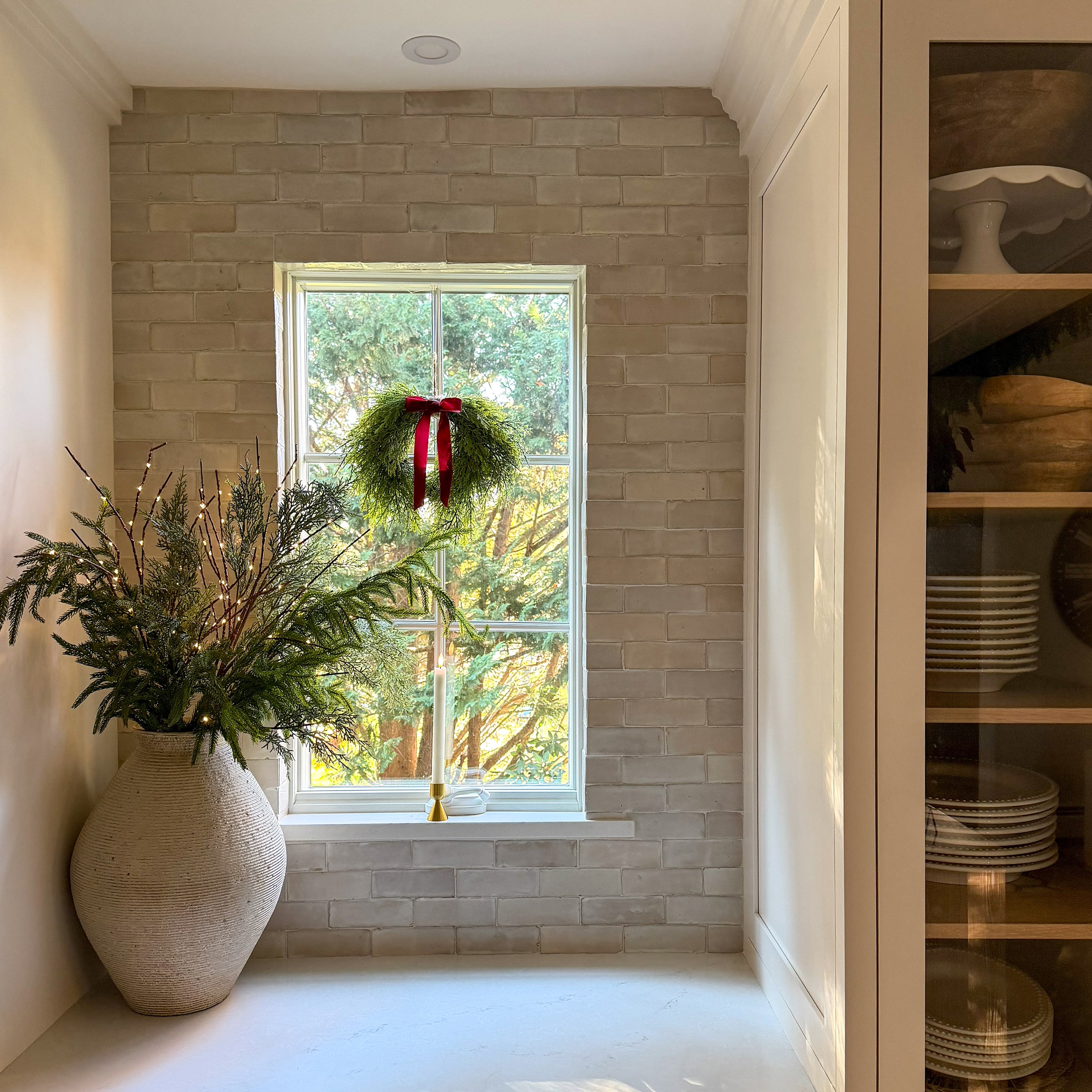 Natural White 2x6 Thin Bejmat Zellige Tile,Solids,Zellige Tile, installed as kitchen backsplash-Riad Tile