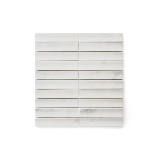 Sample: Casablanca Carrara Fluted Mosaic Marble Tile | Honed-Sample-Sample-Riad Tile
