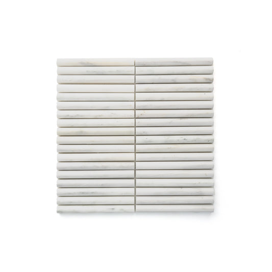 Casablanca Carrara Cabochon Pencil Mosaic Marble Tile | Honed-Main Inventory-All Products,Natural Stone-Riad Tile