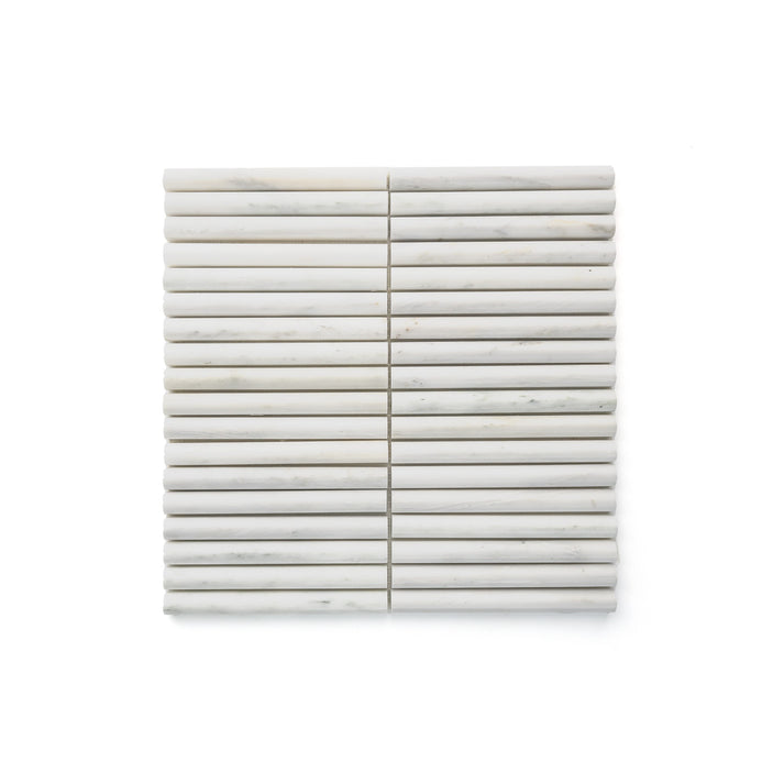 Casablanca Carrara Cabochon Pencil Mosaic Marble Tile | Honed-Main Inventory-All Products,Natural Stone-Riad Tile