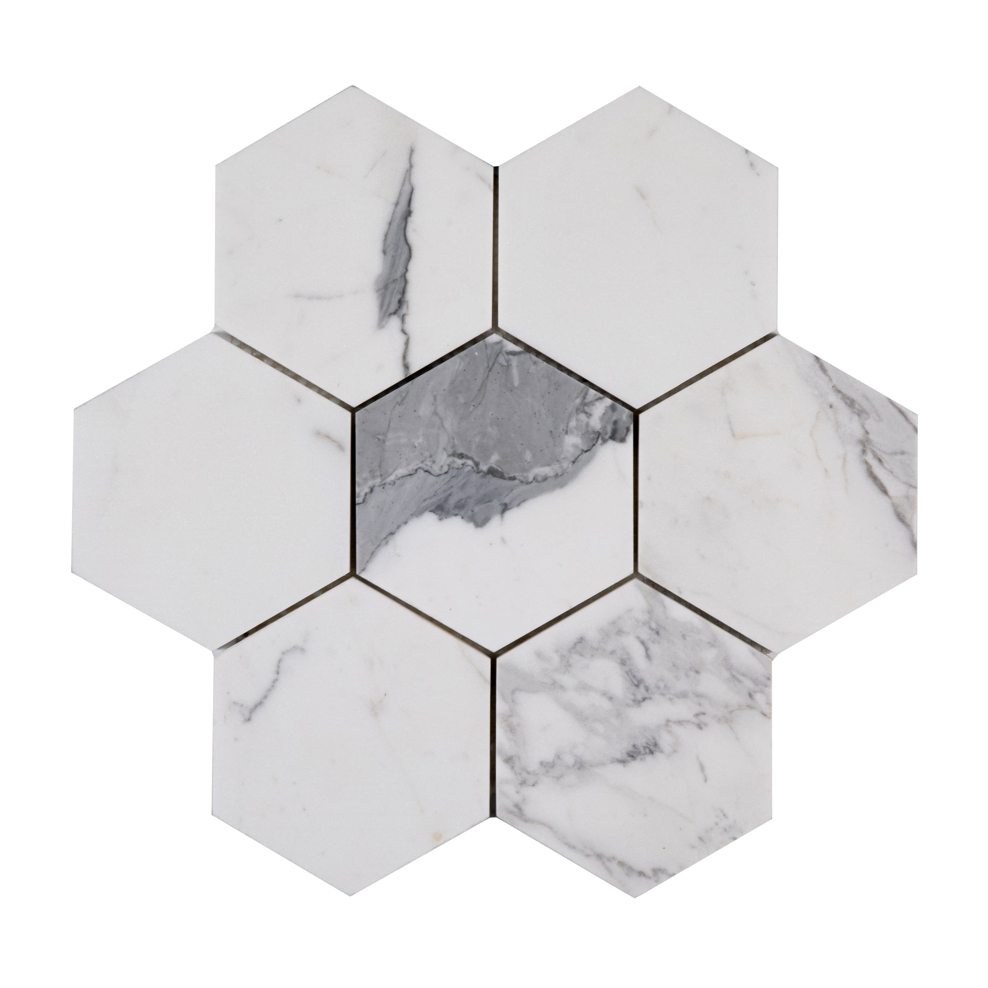 Italian Statuary 5 Inch Hexagon Marble | Honed