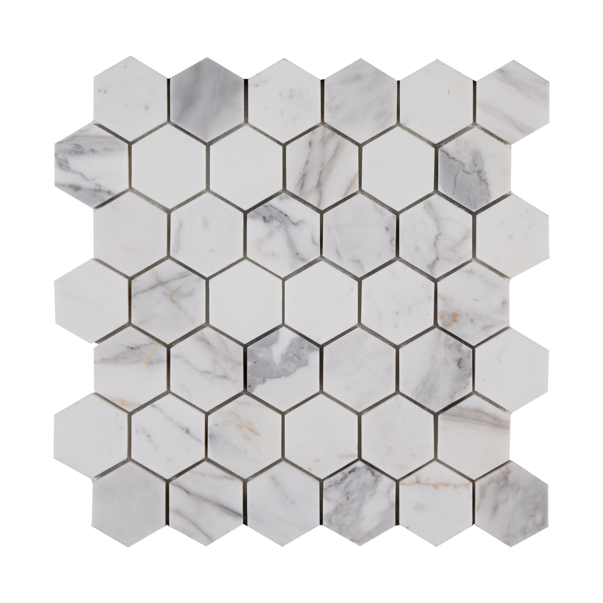 Italian Statuary 2 Inch Hexagon Marble | Honed