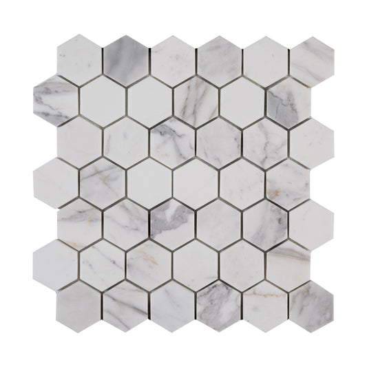 Sample: Italian Statuary 2 Inch Hexagon Marble | Honed-Sample-Sample-Riad Tile
