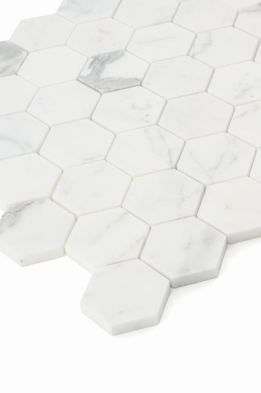 Italian Statuary 2 Inch Hexagon Marble | Honed-Main Inventory-All Products,Natural Stone-Riad Tile