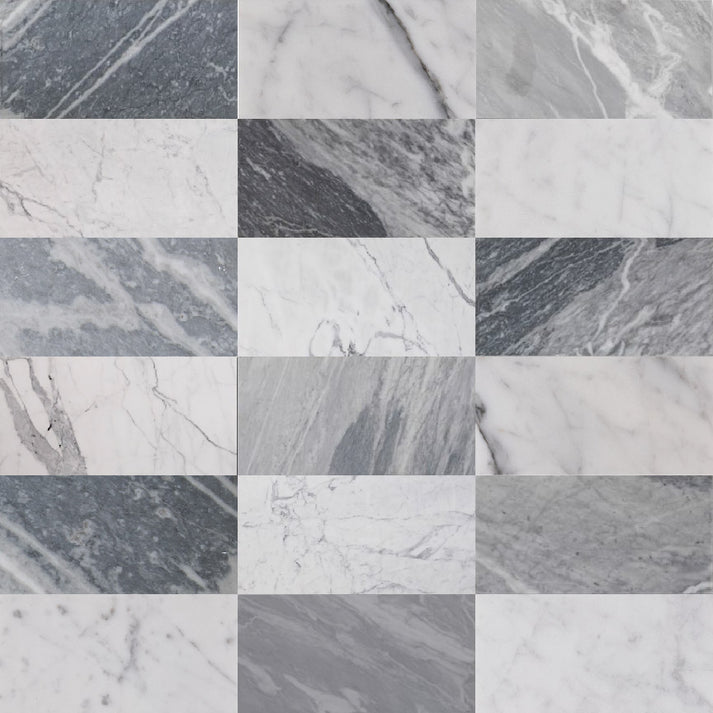 Italian Statuary & Bardiglio Grey Light 6x12 | Honed – Checkerboard Bundle-Main Inventory-All Products,Checkerboard-Riad Tile