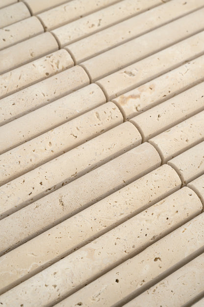 Beige Travertine Cabochon Pencil Mosaic Tile | Honed-Main Inventory-All Products,Natural Stone,Solids-Riad Tile