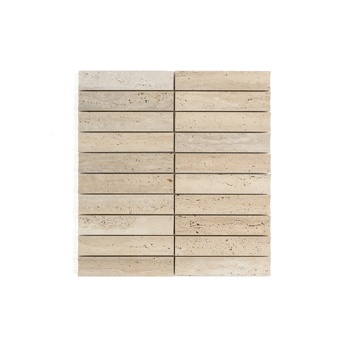 Beige Travertine Fluted Mosaic Tile | Honed-Main Inventory-All Products,Natural Stone,Solids-Riad Tile