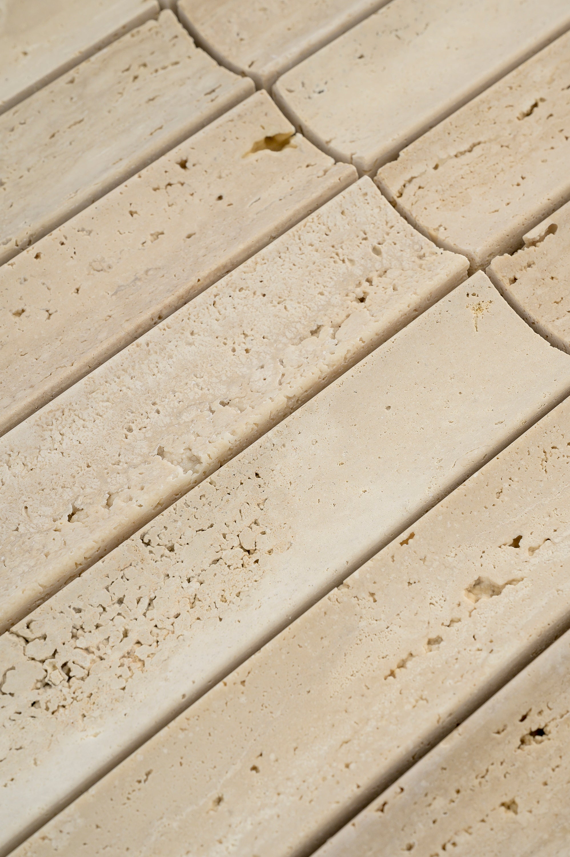 Beige Travertine Fluted Mosaic Tile | Honed