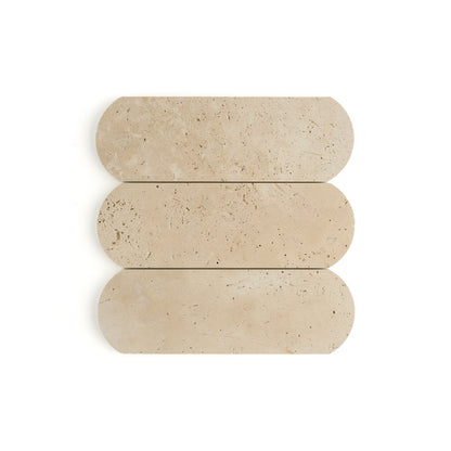 Beige Travertine 3x9 Oval Tile | Honed-Main Inventory-All Products,Natural Stone-Riad Tile
