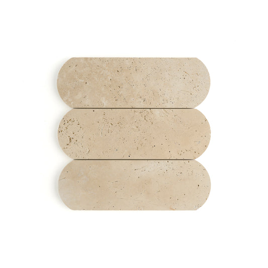 Beige Travertine 3x9 Oval Tile | Honed-Main Inventory-All Products,Natural Stone-Riad Tile