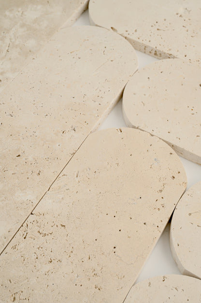 Beige Travertine 3x9 Oval Tile | Honed-Main Inventory-All Products,Natural Stone-Riad Tile