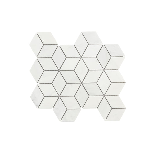 Casablanca Carrara Diamond Mosaic Marble Tile | Honed-Main Inventory-All Products,Natural Stone-Riad Tile