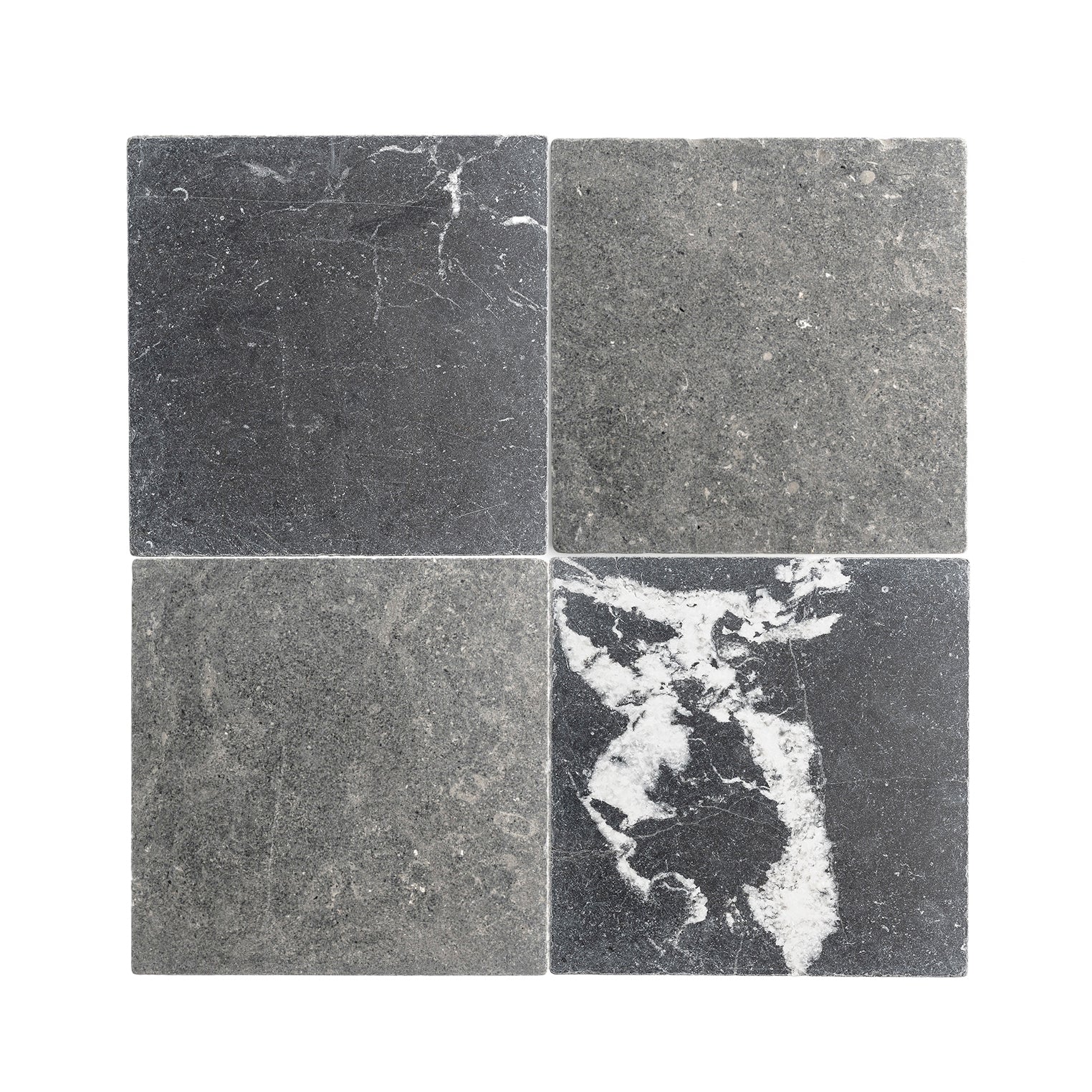 Akal Dark & Black 12x12 Moroccan Limestone & Marble | Tumbled & Honed – Checkerboard Bundle