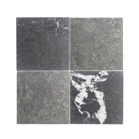 Akal Dark & Black 12x12 Moroccan Limestone & Marble | Tumbled & Honed – Checkerboard Bundle-Main Inventory-All Products,Checkerboard-Riad Tile