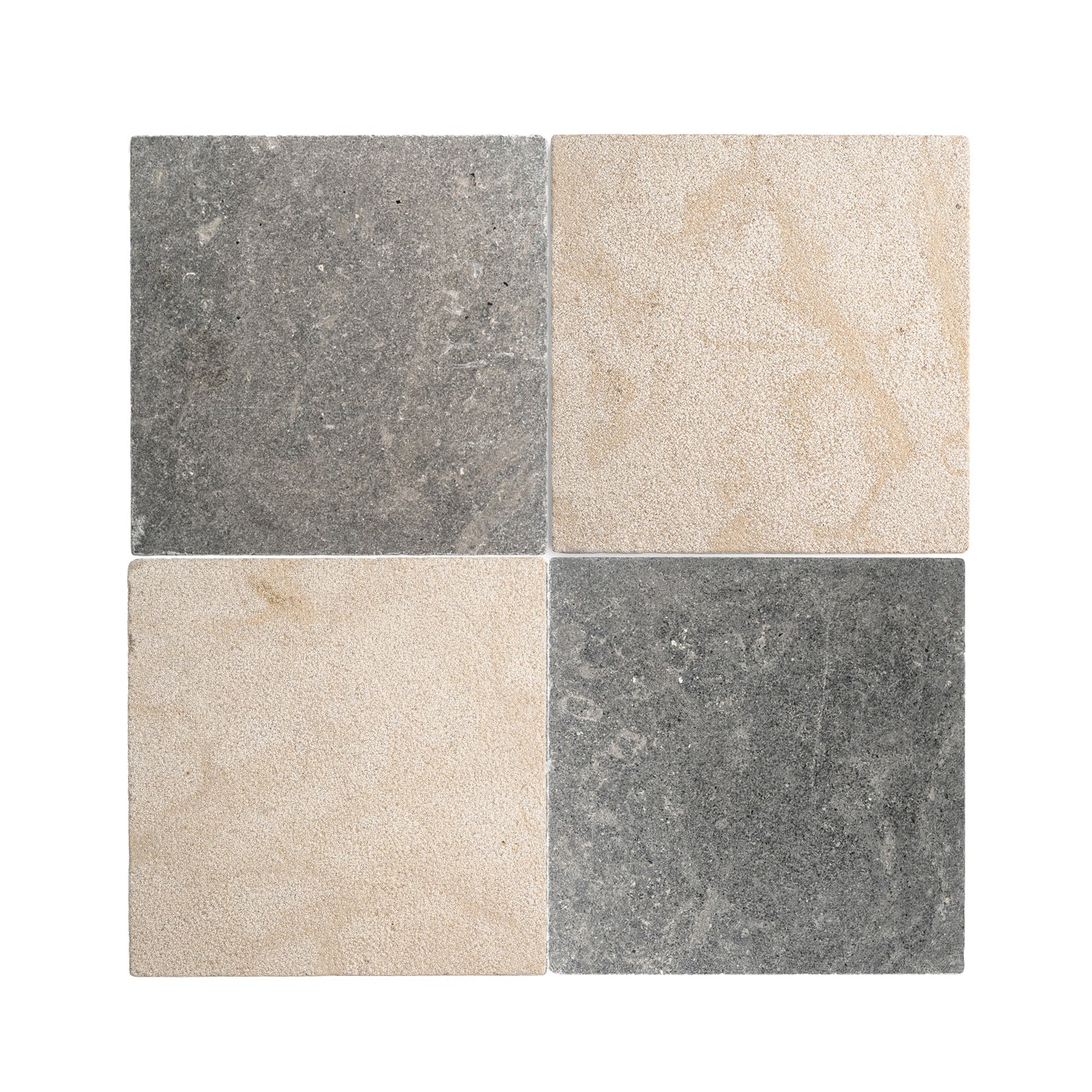 Akal Dark Tumbled & Azru Sand Hammered Moroccan Limestone 12x12 – Checkerboard Bundle