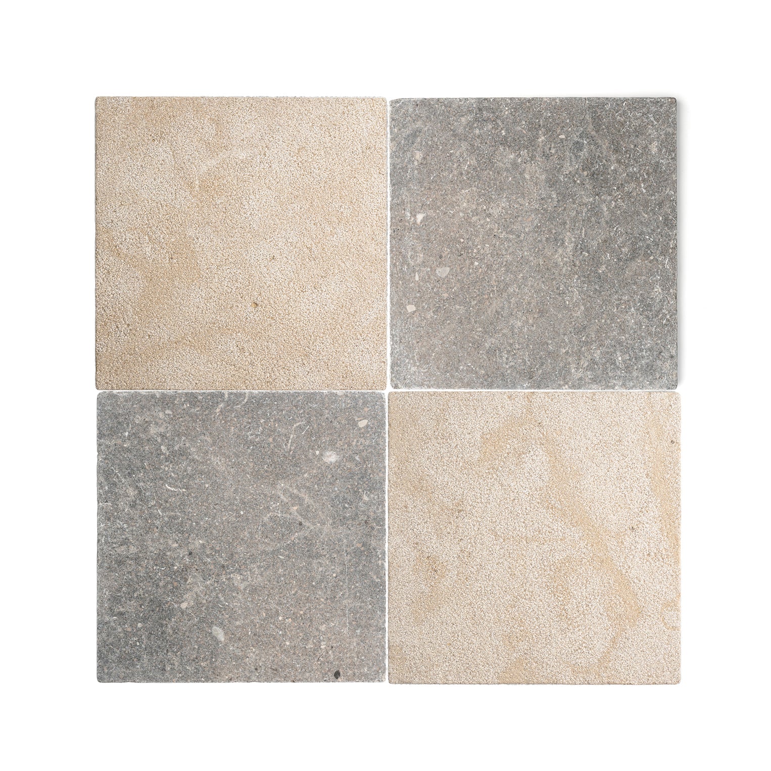 Akal Light Tumbled & Azru Sand Hammered 12x12 Moroccan Limestone – Checkerboard Bundle