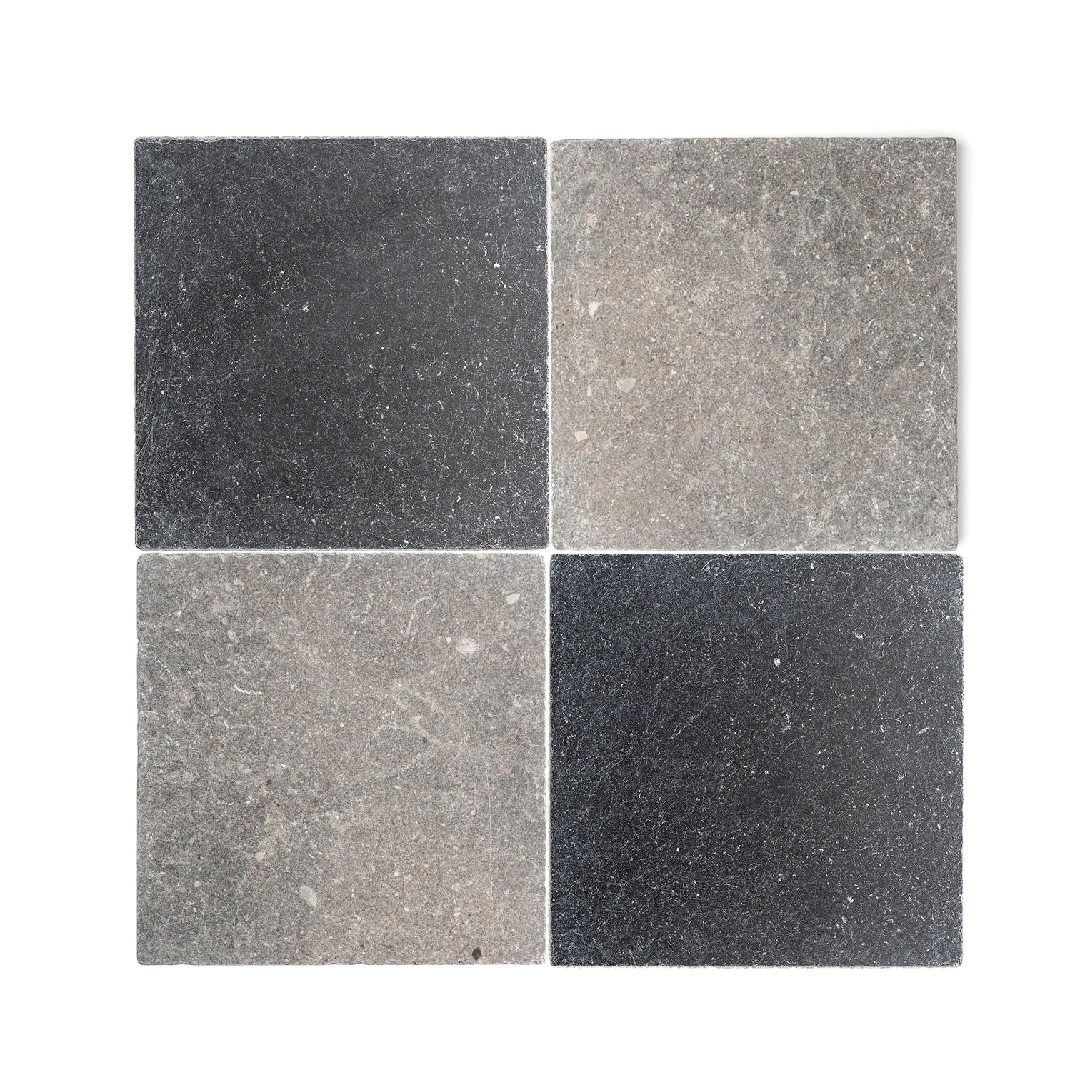 Akal Light & Cinder 12x12 Moroccan Limestone & Marble | Tumbled & Honed – Checkerboard Bundle