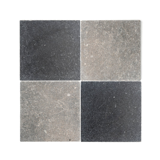 Akal Light & Cinder 12x12 Moroccan Limestone & Marble | Tumbled & Honed – Checkerboard Bundle-Main Inventory-All Products,Checkerboard-Riad Tile