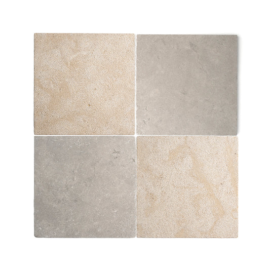 Azru Grey Tumbled & Azru Sand Hammered 12x12 Moroccan Limestone – Checkerboard Bundle-Main Inventory-All Products,Checkerboard-Riad Tile
