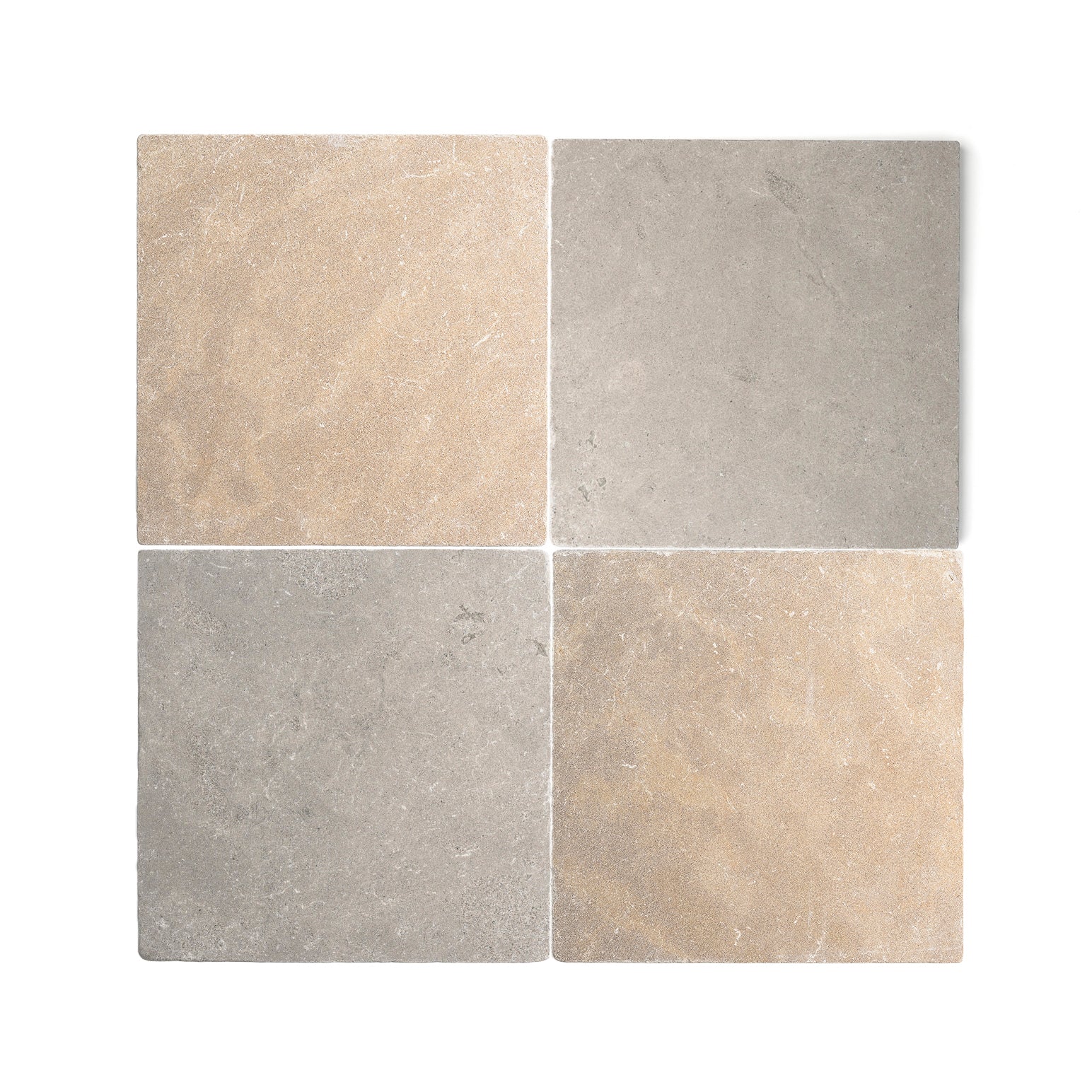 Azru Grey & Azru Sand 12x12 Moroccan Limestone | Tumbled & Honed – Checkerboard Bundle