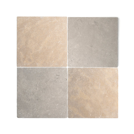 Azru Grey & Azru Sand 12x12 Moroccan Limestone | Tumbled & Honed – Checkerboard Bundle-Main Inventory-All Products,Checkerboard-Riad Tile