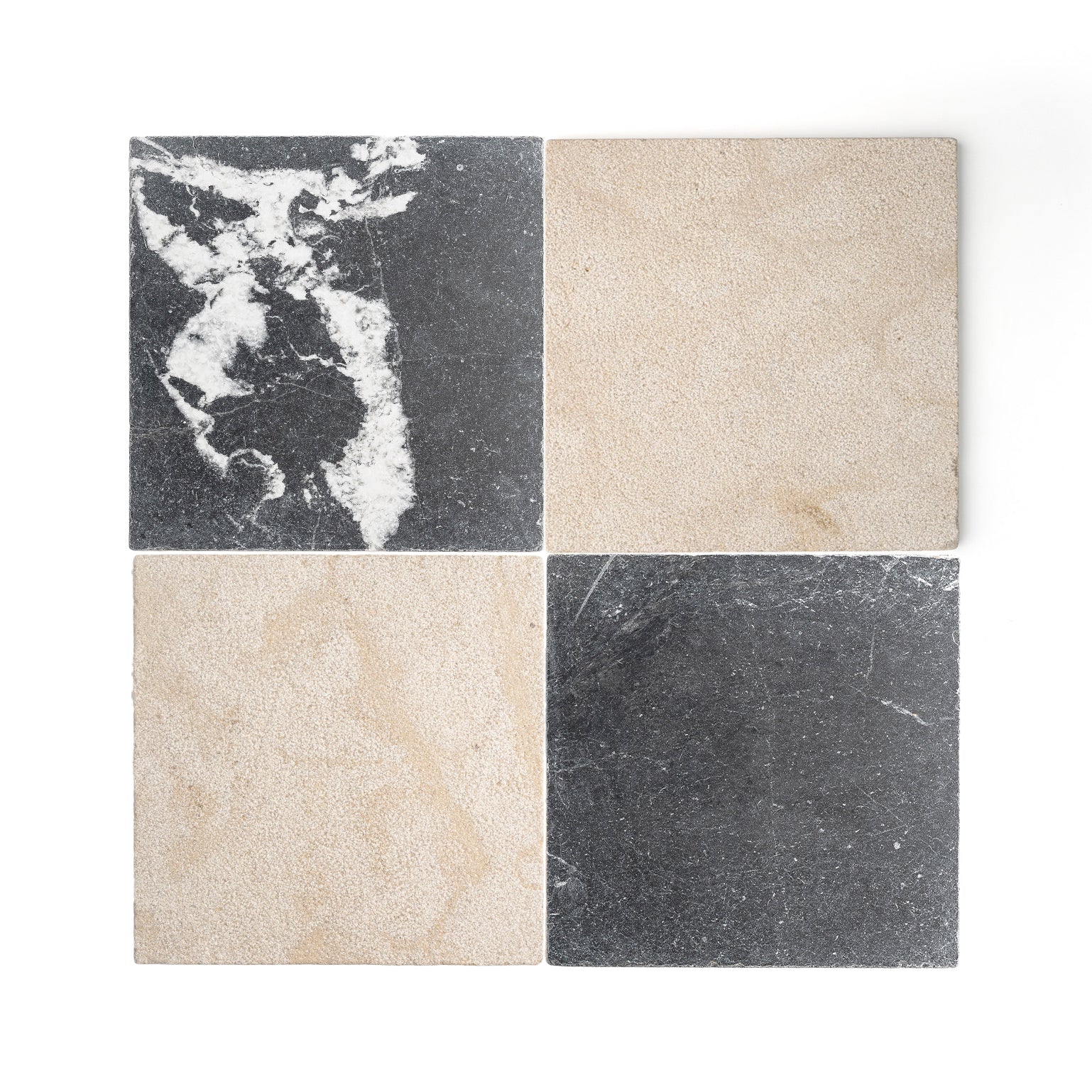 Azru Sand Hammered & Black Honed 12x12 Moroccan Limestone & Marble – Checkerboard Bundle