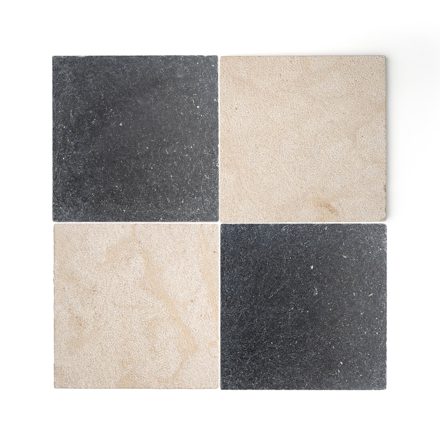 Azru Sand Hammered & Cinder Honed 12x12 Moroccan Limestone & Marble – Checkerboard Bundle